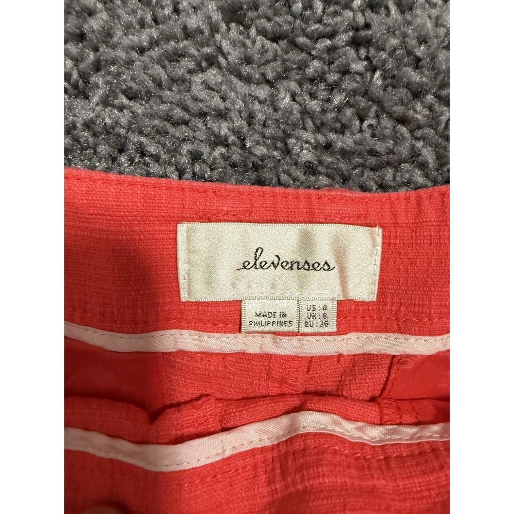 Elevenses (Anthropologie) Cotton blend shorts Coral/Hibiscus Color Sz. 4 - Picture 3 of 7